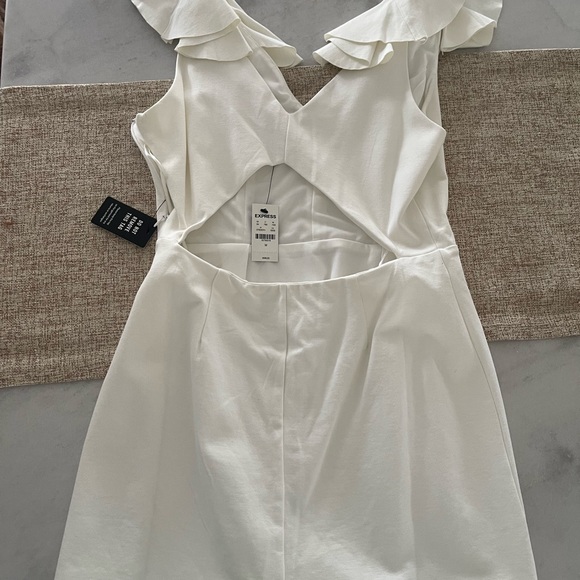 Express White Mini Ruffle Open back Dress - Picture 5 of 6